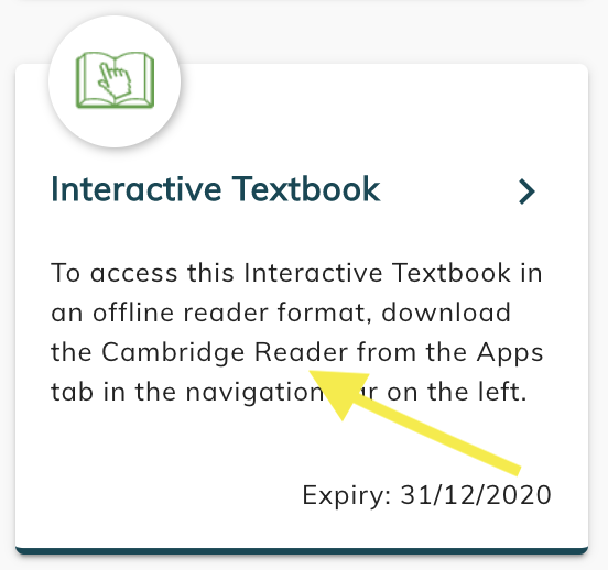 Screenshot of Cambridge Reader text in GO