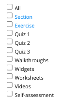 Screenshot of quick task options
