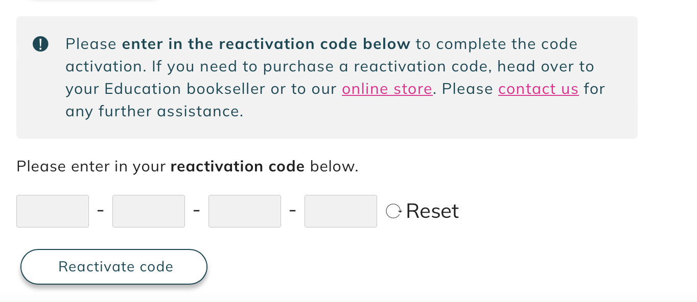 Screenshot of reactivation message