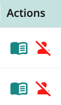 Screenshot of action column with icon for resources and remove student
