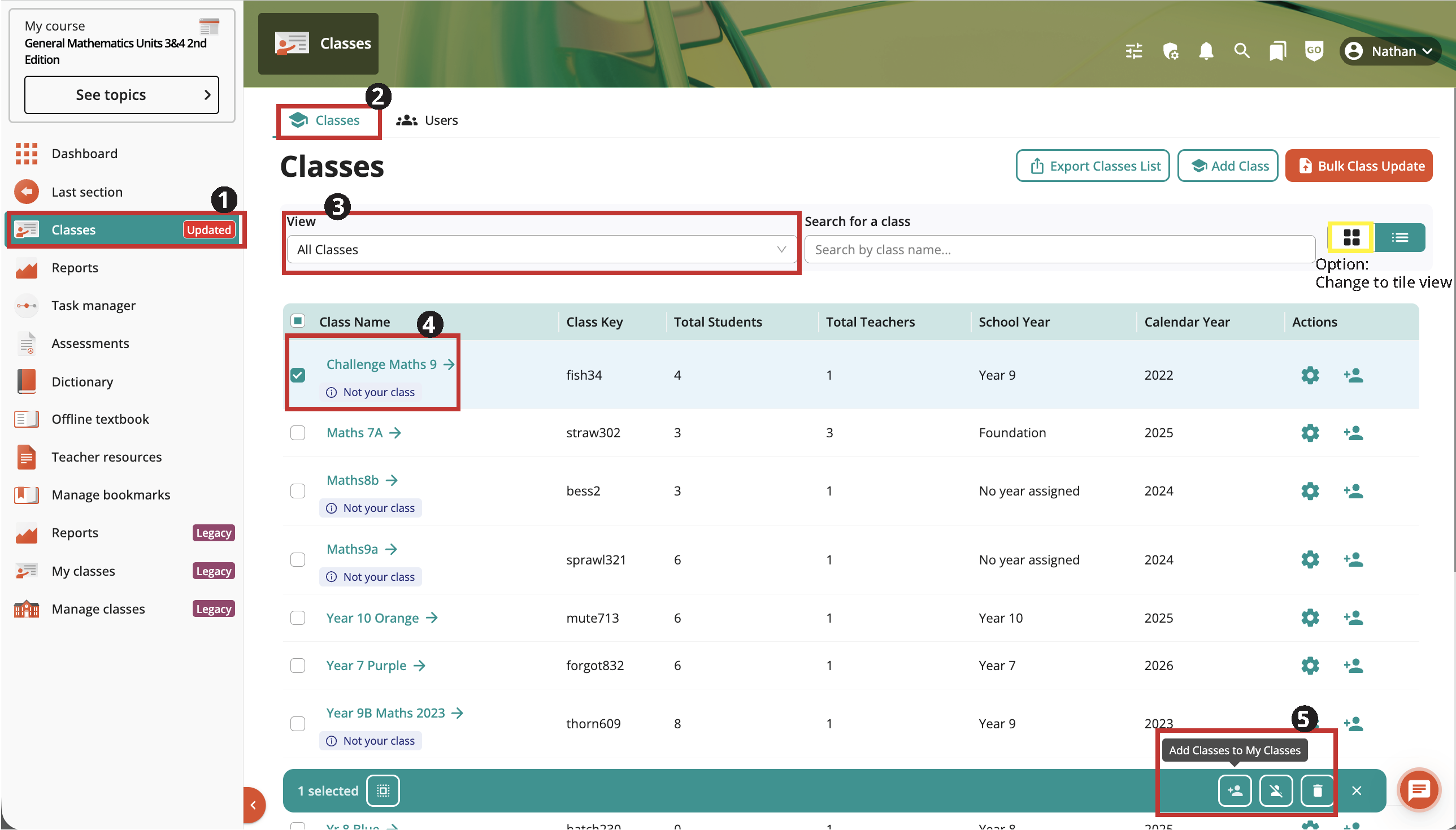 Screenshot of steps to add teacher to class
